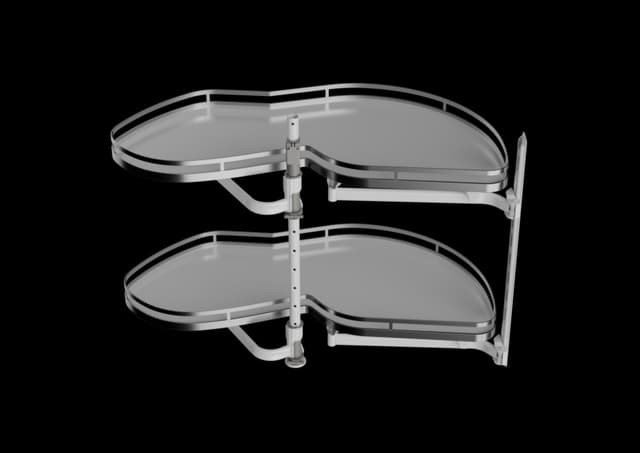 LeMans II Arena Style 2 Shelf Right Swing Blind Corner Kit Chrome/Anthracite, for 14" Faceframe Opening, Kessebohmer
