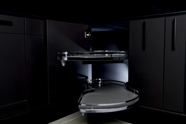 LeMans II Arena Style 2 Shelf Right Swing Blind Corner Kit Chrome/Anthracite, for 16-1/8" Faceframe Opening, Kessebohmer