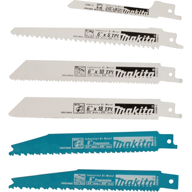 All-Purpose Bimetal Reciprocating Saw Blade For Metal/Wood/Wood with Metal, Assorted 5-Pack, Makita