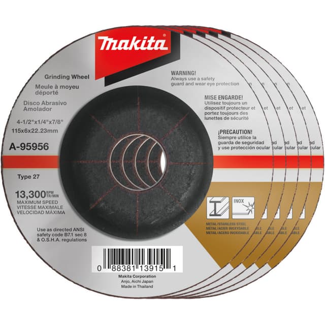 Grinding Wheel, Non-Hub, Inox, 5-Pack, Makita