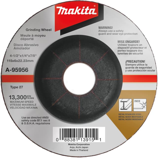 Grinding Wheel Type 27, Non-Hub, Inox, Makita
