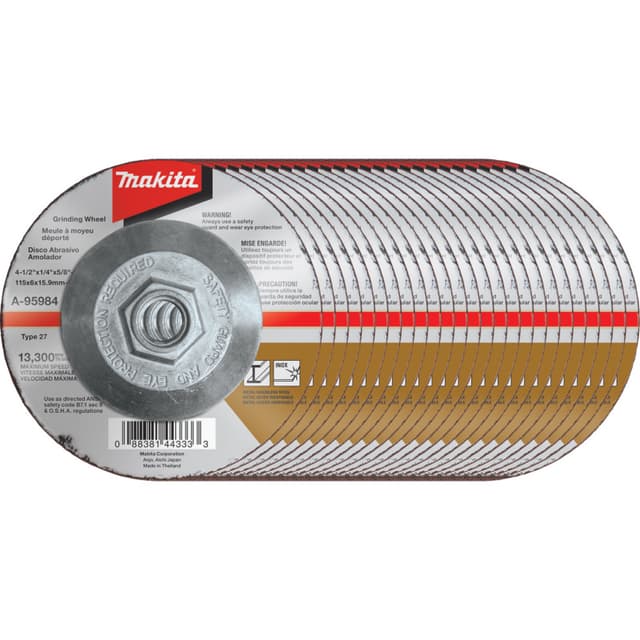 Grinding Wheel, 4-1/2", Hubbed, Inox, 25-Pack, Makita