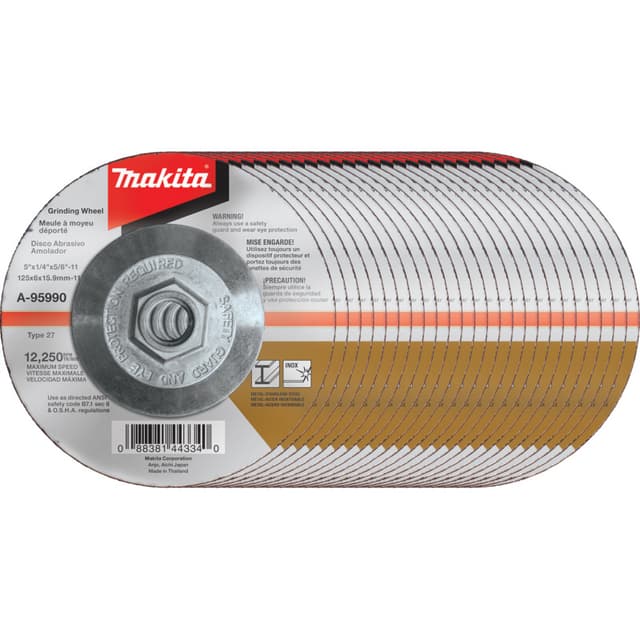 Grinding Wheel, 5", Hubbed, Inox, 25-Pack, Makita