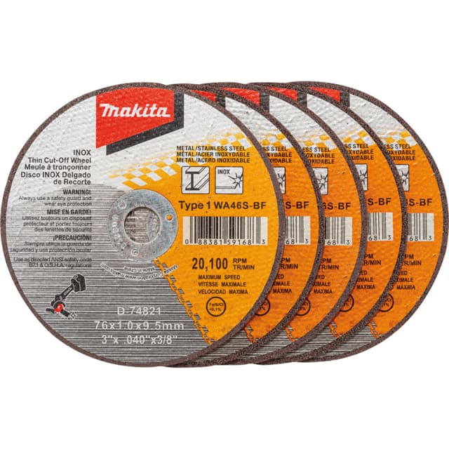 Abrasive Cut-Off Wheels Type 1, Inox, 5-Pack, Makita