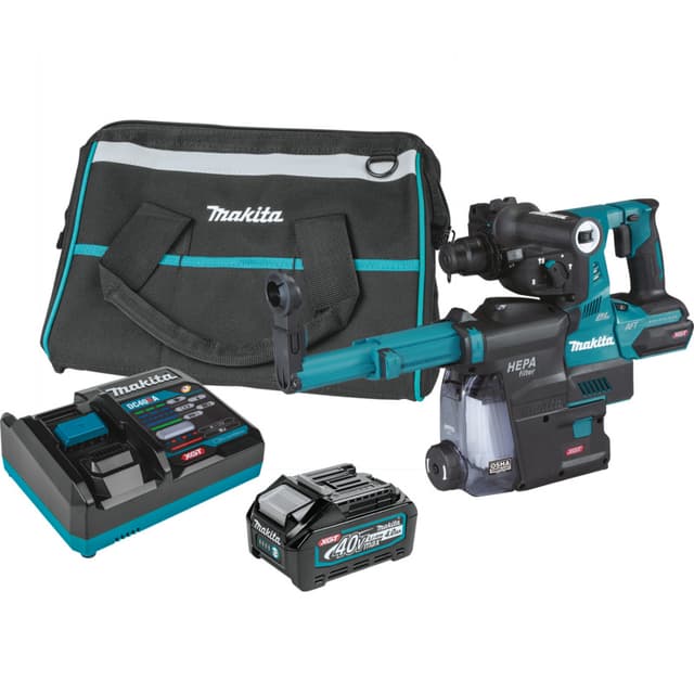 Rotart Hammer Kit, Cordless, 40V MAX XGT 4.0Ah, Brushless Motor, SDS‑PLUS AVT, GRH01M1W, Makita