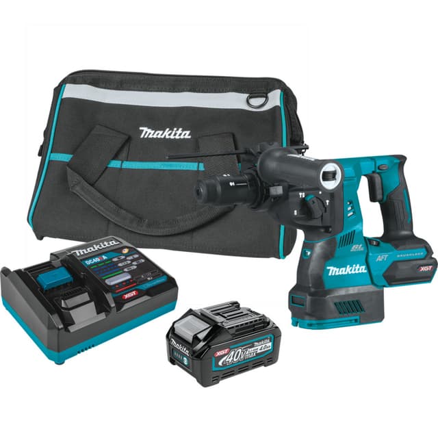 Rotart Hammer Kit, Cordless, 40V MAX XGT 4.0Ah, Brushless Motor, SDS‑PLUS AVT, GRH02M1, Makita
