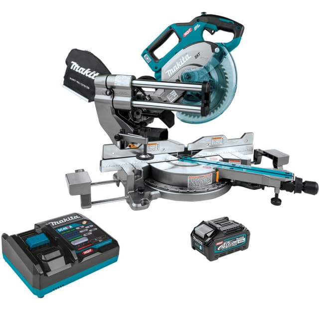 Miter Saw Kit, Cordless, Compound Sliding, 5/8" Arbor, 8-1/2" DB, 40V MAX XGT 4.0Ah, Brushless Motor, GSL02M1, Makita
