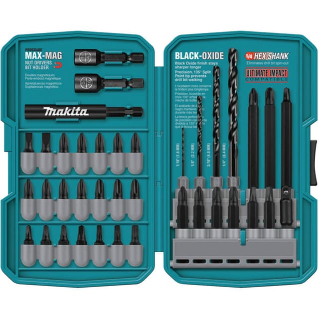 38-Piece Impact Drill/Driver Bit Set, 1/4" Shank, Makita
