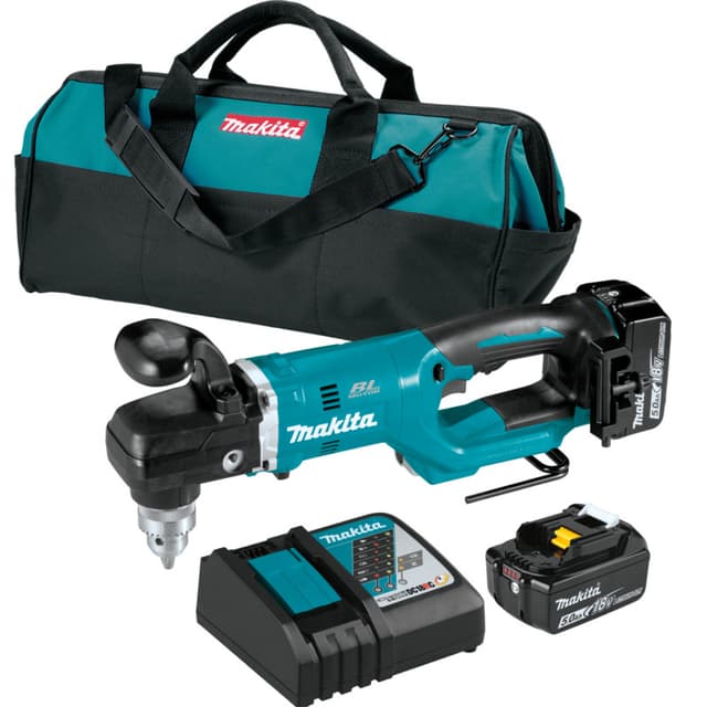 Drill/Driver Right Angle, Cordless, 1/2" Keyless Chuck, 18V LXT 5.0Ah, Brushed Motor, XAD05T, Makita