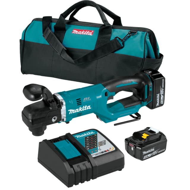 Drill/Driver Right Angle, Cordless, 7/16" Keyless Chuck, 18V LXT 5.0Ah, Brushless Motor, XAD06T, Makita