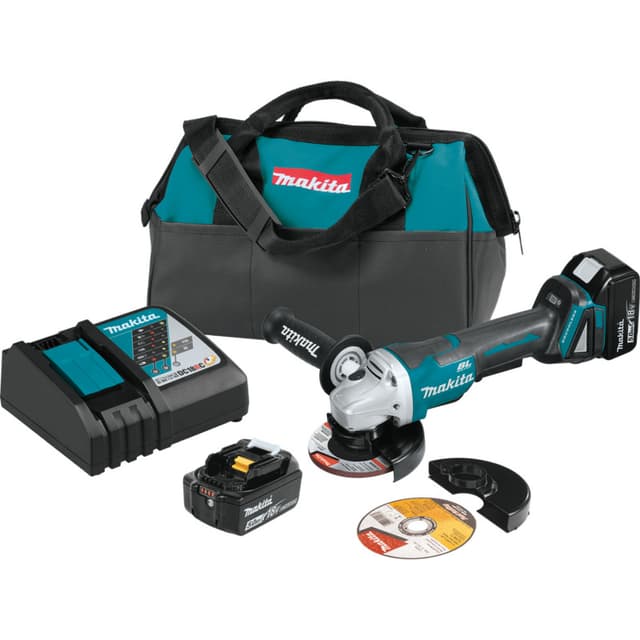 Angle Grinder Kit, Cordless, 18V LXT 5.0Ah, Brushless Motor, XAG11T, Makita