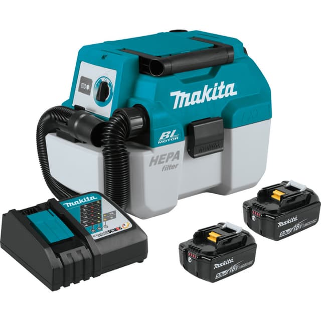 Wet/Dry Vacuum Kit, Cordless, 18V LXT 5.0Ah Brushless Motor With HEPA Filter, XCV11T, Makita