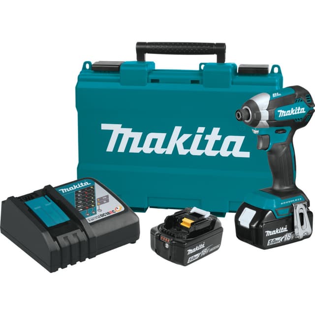Impact Driver, Cordless, 1/4" Hex Drive, 18V LXT 5.0Ah, Brushless Motor, XDT13T, Makita