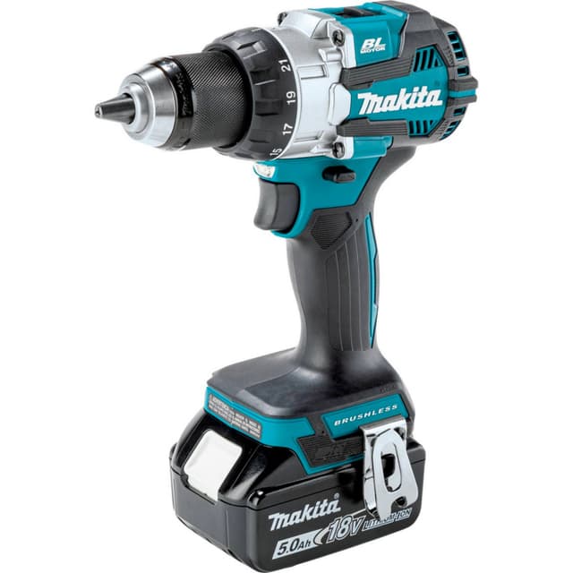 Drill/Driver, Cordless, 1/2" Keyless Chuck, 18V LXT 5.0 Ah, Brushless Motor, XFD16T, Makita