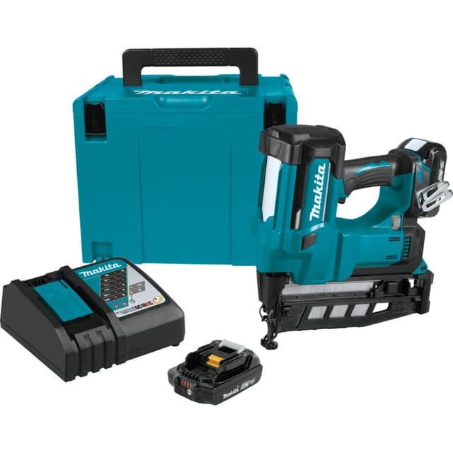 Straight Finish Nailer Kit, Cordless, 18V LXT 2.0Ah, 16 Gauge, XNB02RJ, Makita