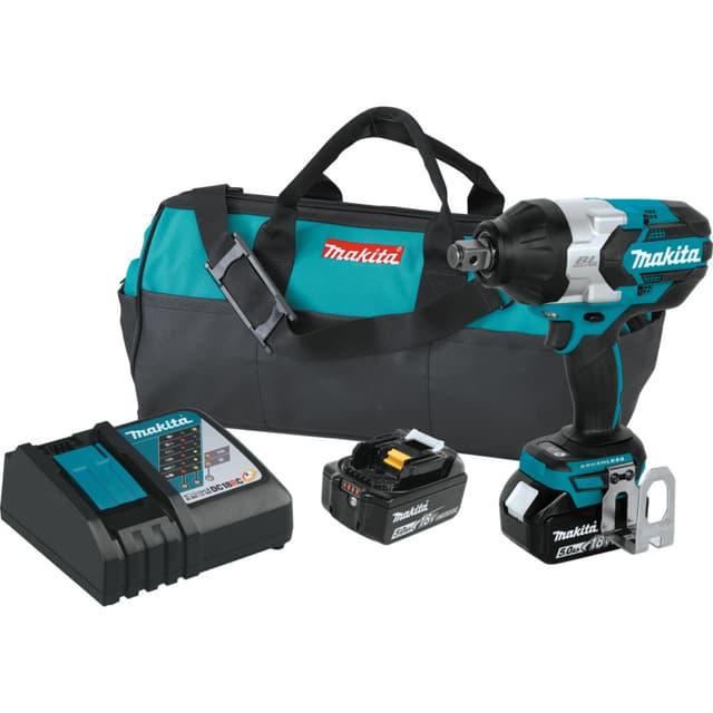 Impact Wrench, Cordless, 3/4" Drive, 18V LXT 5.0Ah, 3-Speed Brushless Motor, XWT07T, Makita