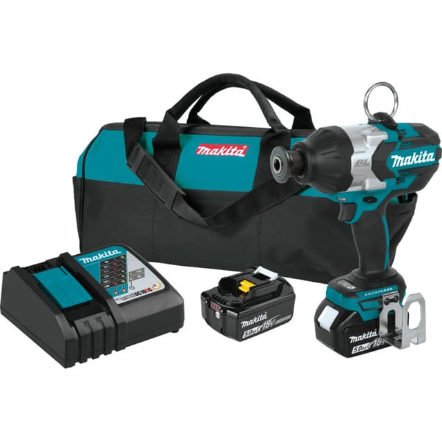 Impact Wrench, Cordless, 7/16" Drive, 18V LXT 5.0Ah, 3-Speed Brushless Motor, XWT09T, Makita