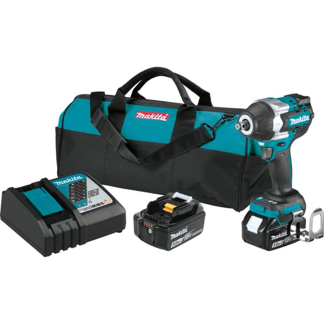 Impact Wrench, Cordless, 1/2" Drive, 18V LXT 5.0Ah, 4-Speed Brushless Motor, XWT17T, Makita