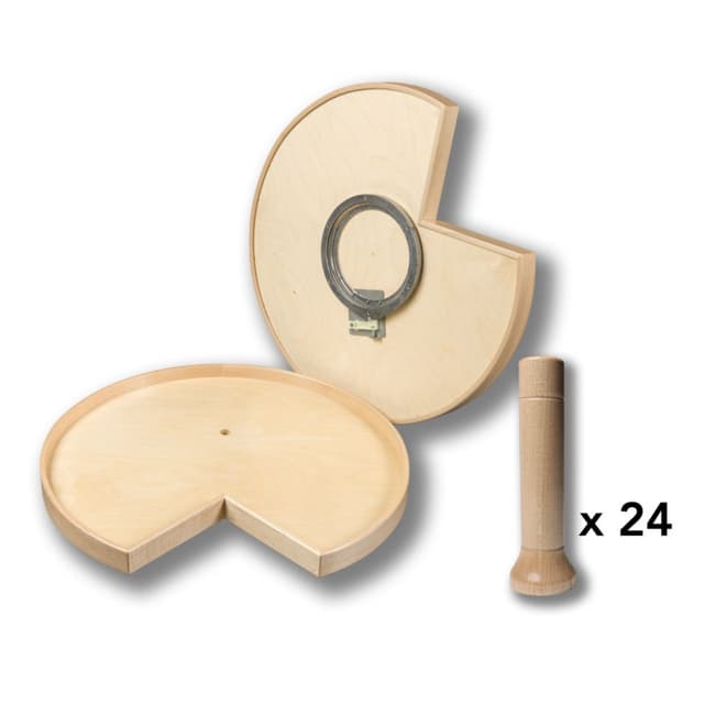 Century Magnum Series, Pie Cut Lazy Susan, Pre-Finished, 2-Tray Set With Bearings and Pegs