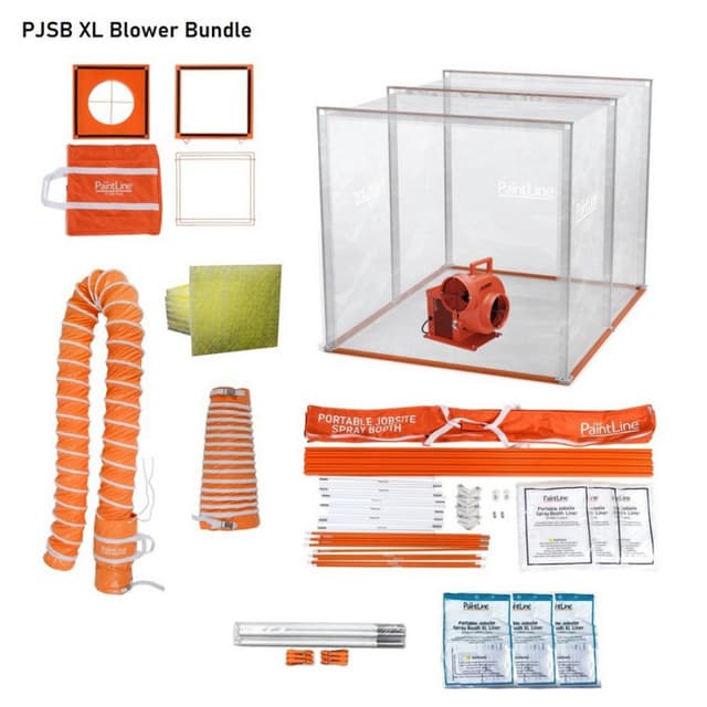 XL Portable Jobsite Spray Booth Pro Blower Bundle Kit, Paintline