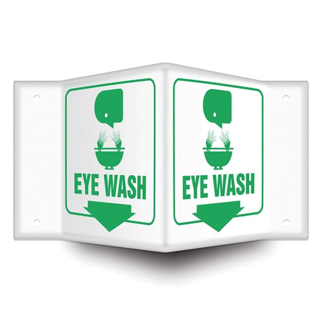 Eye Wash Sign, Green On White