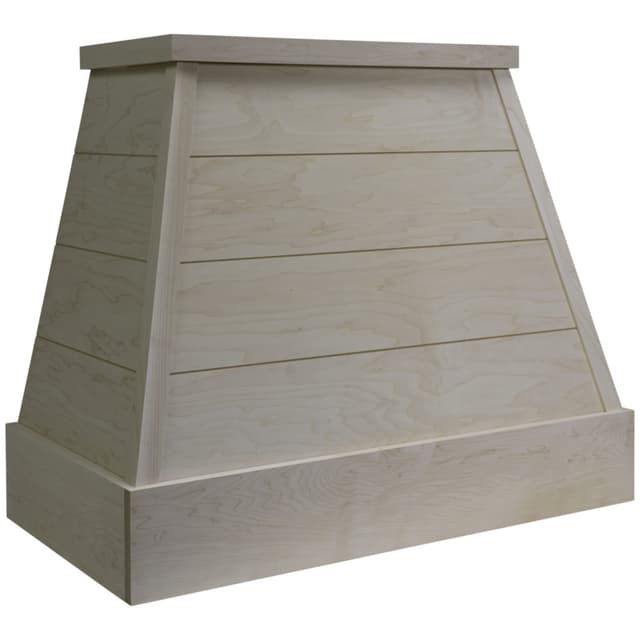 Modern Farmhouse Tapered Shiplap 48" Wide Wood Range Hood, Broan Compatible Liner, Omega National