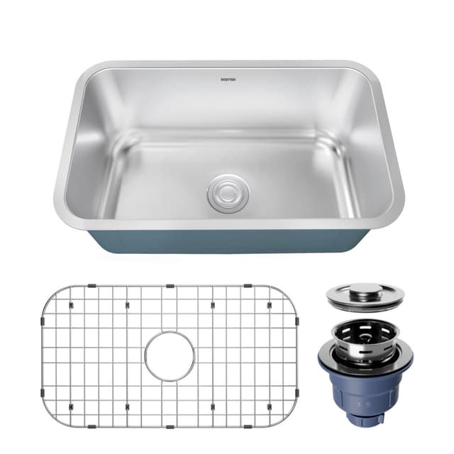 Karran Profile 29-3/4"W Stainless Steel Undermount Kitchen Sink Single Bowl, 18 Gauge - PRU35-PK1