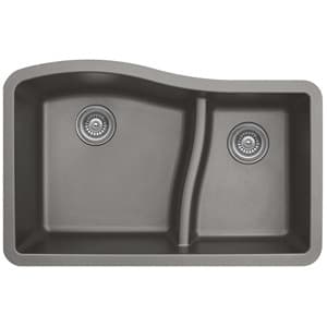 Karran 32"W x 21"D Quartz Double 60/40 Bowl Undermount Sink - QU-630