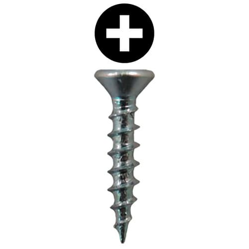Quickscrews #6 x 1/2" Flat Head Hinge and Drawer Slide Installation Screw Phillips Drive - Sharp Point Coarse Thread Zinc, 1234 - 5000/Box
