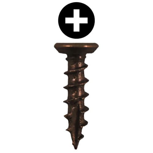 Quickscrews #6 x 5/8" Undercut Flat Head Hinge and Drawer Slide Installation Screw Phillips Drive - Type 17 Auger Point Coarse Thread Antique English, 6153 - 1000/Box