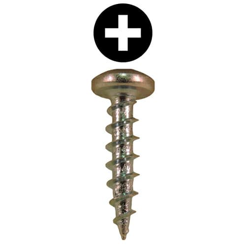 Quickscrews #6 Pan Head Hinge and Drawer Slide Installation Screw Phillips Drive - Sharp Point Coarse Thread Zinc