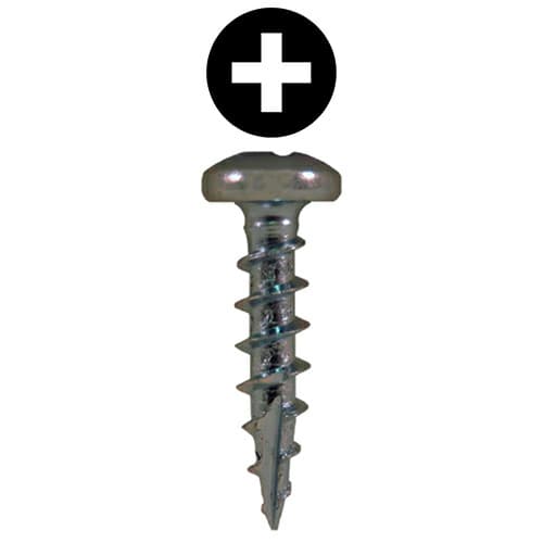 Würth #8 x 1" Pan Head Hinge and Drawer Slide Installation Screw Phillips Drive - Type 17 Auger Point Coarse Thread Zinc, 10189 - 9000/Box