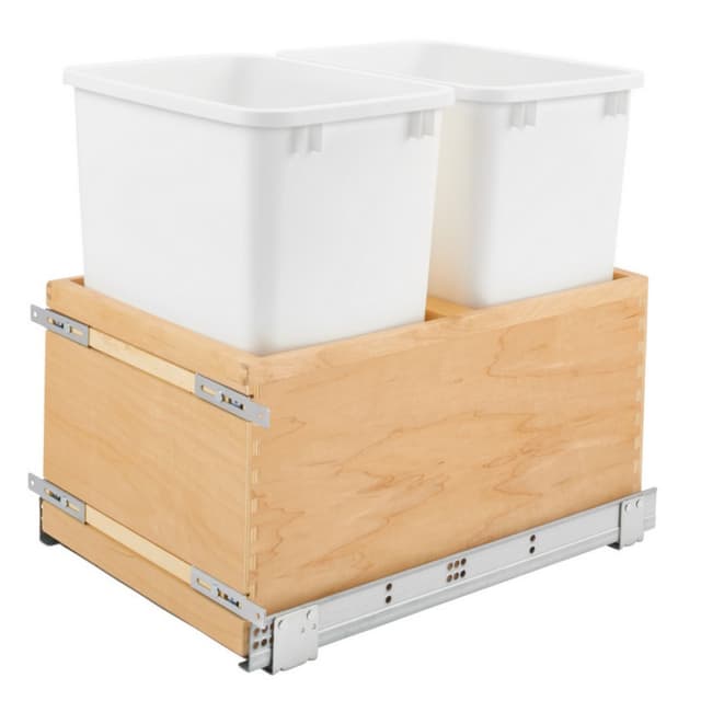 4VLWCSC Series Double Bin Bottom Mount Waste Containers for 18" Cabinet, Rev-A-Shelf