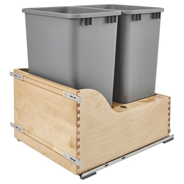 4WCSD Double Bin Bottom Mount Waste Container for 21" Cabinet, Servo-Drive, Maple, Rev-A-Shelf