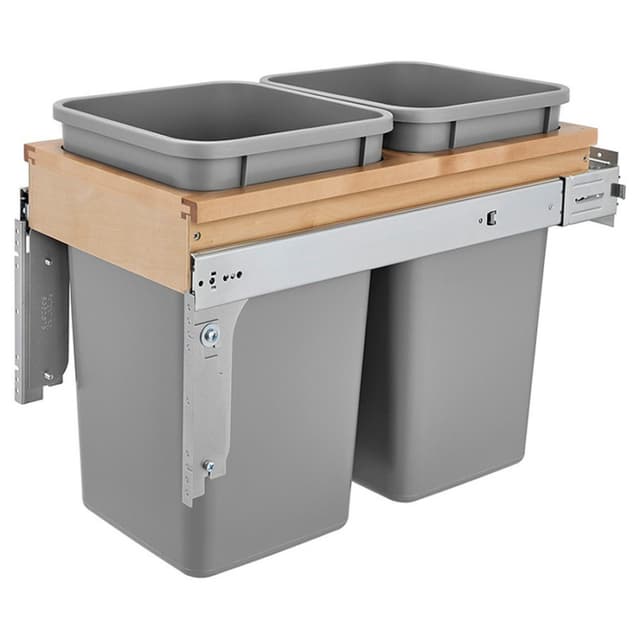 4WCTM-BBSCDM Series Double Bin Top Mount Waste Container for 15" Cabinets, Rev-A-Shelf