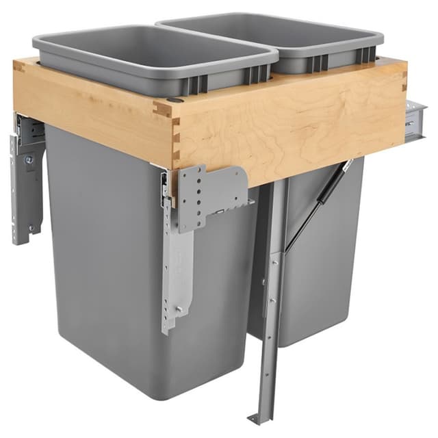 Rev-A-Shelf 4WCTM-RM Series Top Mount Maple Double Bin Waste Container