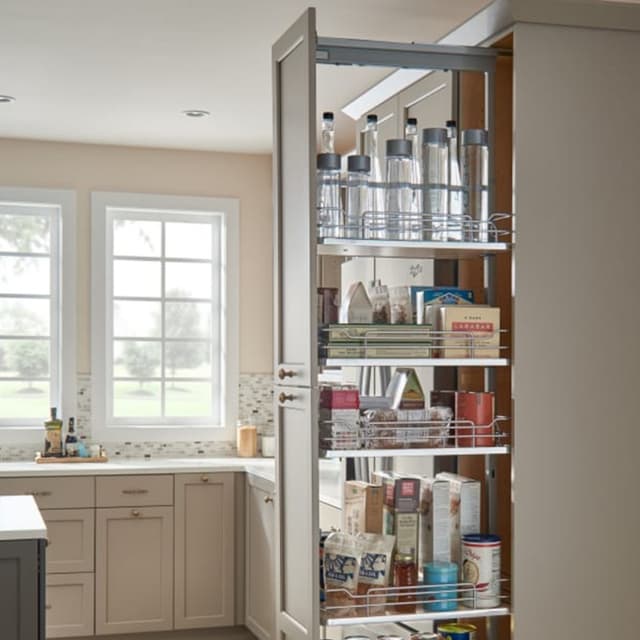 5373 Solid Bottom Gray Pantry Pullout with Soft-Close for Full-Access Cabinets, Rev-A-Shelf