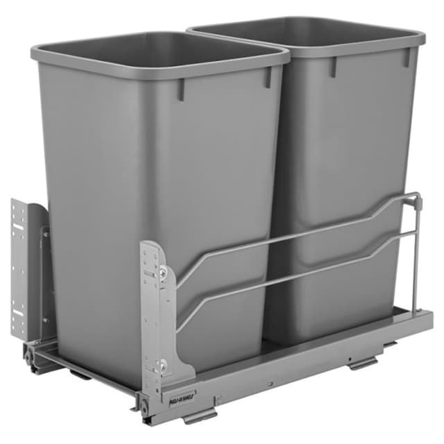 53WC Series Double Bin Bottom Mount Waste Container for 15" Cabinet with Soft-Close, Steel, Rev-A-Shelf