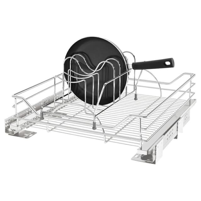 Rev-A-Shelf 5370 Chrome 1-Shelf Pullout Organizer with Soft-Close Slides