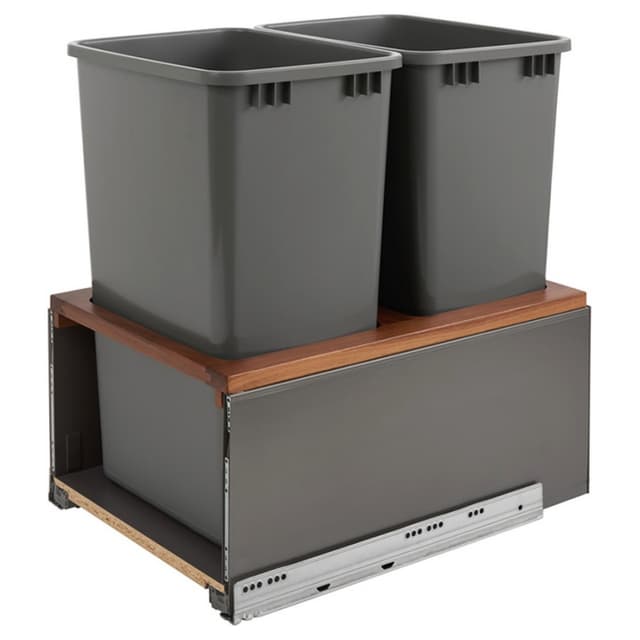 Rev-A-Shelf 5LB LEGRABOX Orion Grey/Maple Double Bin Bottom Mount Waste Container with Blumotion Soft-Close