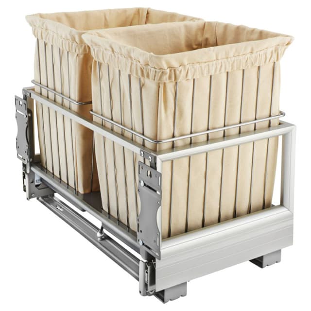 Bottom Mount Wire Hamper with 2 Hampers, Rev-A-Shelf