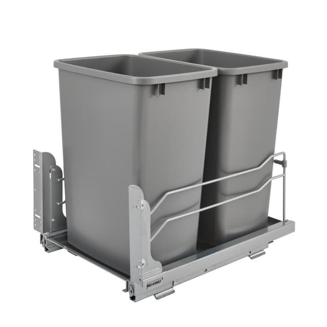 53WC Series Double Bin Bottom Mount Waste Container for 18" Cabinet with Soft-Close, Steel, Rev-A-Shelf