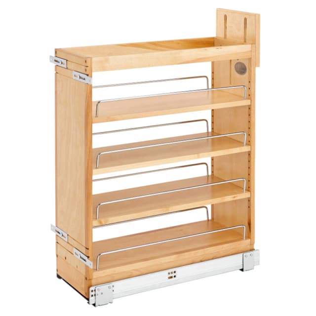 Rev-A-Shelf 448 Maple 4-Shelf Base Cabinet Pullout Organizer with Soft-Close Slides