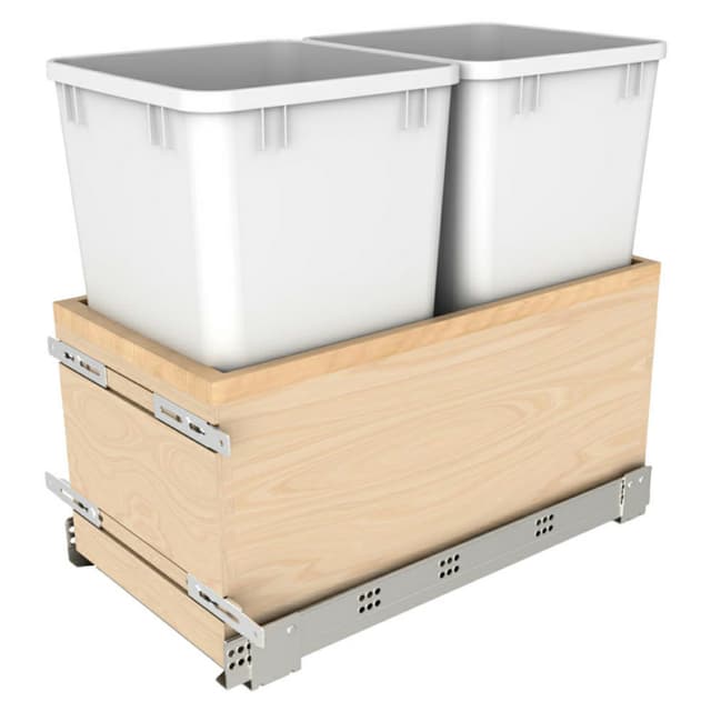 4VLWCSC Series Double Bin Bottom Mount Waste Containers for 15" Cabinet, Rev-A-Shelf