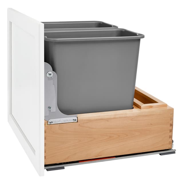 4WC Series Double Bin Bottom Mount Waste Container for 24" Cabinet, Maple, Rev-A-Shelf