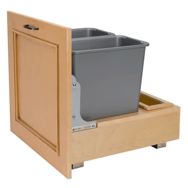 4WCBM Series Double Bin Bottom Mount Waste Containers for 24" Cabinet, Maple, Rev-A-Shelf