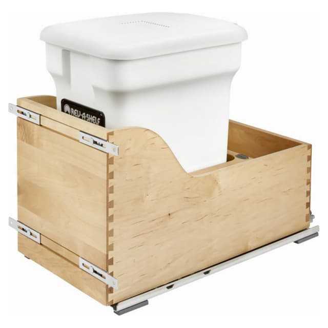 4WCSC Series Single Compost Bin Bottom Mount Waste Container for 15" Cabinet, Maple, Rev-A-Shelf