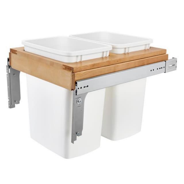 4WCTM-21DM2-495-FL Series Top Double Bin Mount Waste Container, Rev-A-Shelf