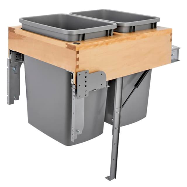 Rev-A-Shelf 4WCTM-RM Series Top Mount Maple Double Bin Waste Container