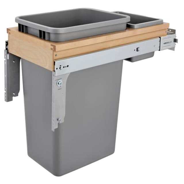 4WCTM-BBSCDM Series Single Bin Top Mount Waste Container for 15" Cabinets, Rev-A-Shelf